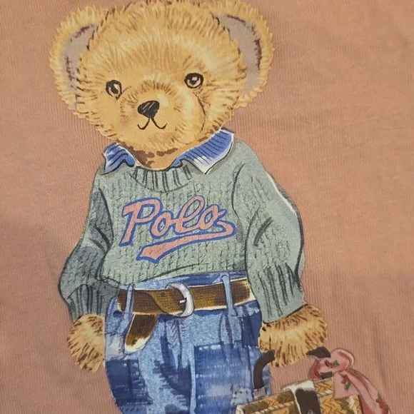 "Polo Bear" by Ralph Lauren Salmon Pink Tee - Picture 2 of 7
